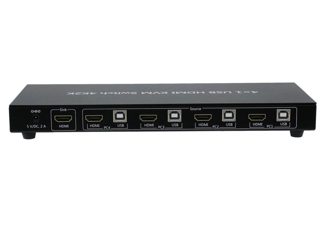 SA KVM-4UHMN KVM Switch, 4 Port HDMI KVM Switch with Cable Kit and Supports EDID HDCP 1080p 3D and Auto Scan,for Windows/XP/Vista Linux and Mac - 4 in 1 out