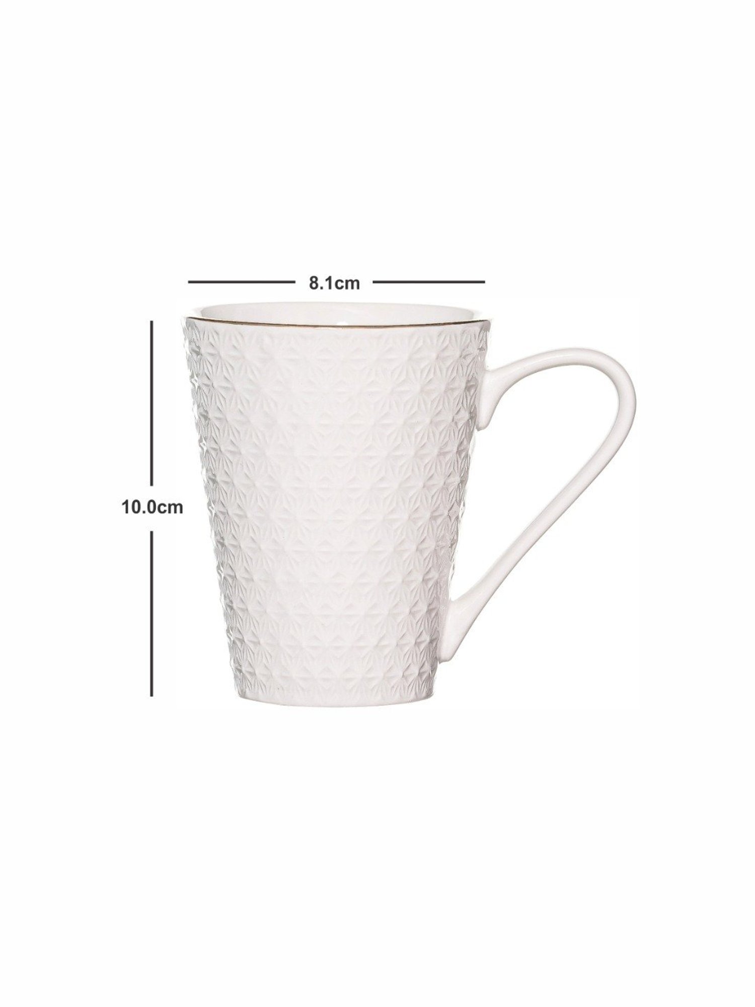 White Gold White Porcelain Emboss Coffee Mug - Set of 2