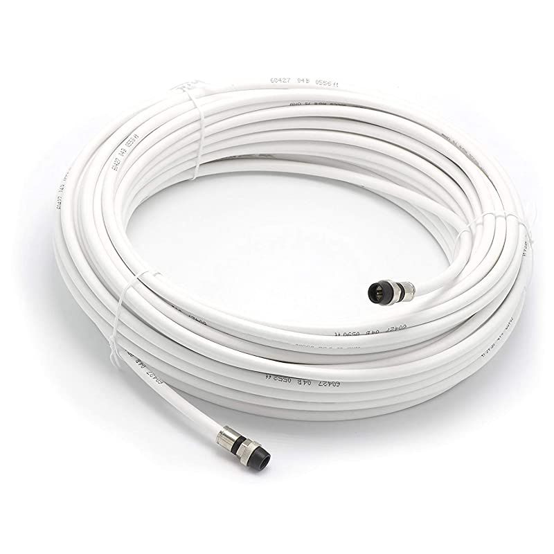 Feet White RG6 Coaxial Cable Made in The USA with Rubber booted Weather Proof Outdoor Rated Connectors F81 RF Digital Coax for CATV Antenna Internet Satellite