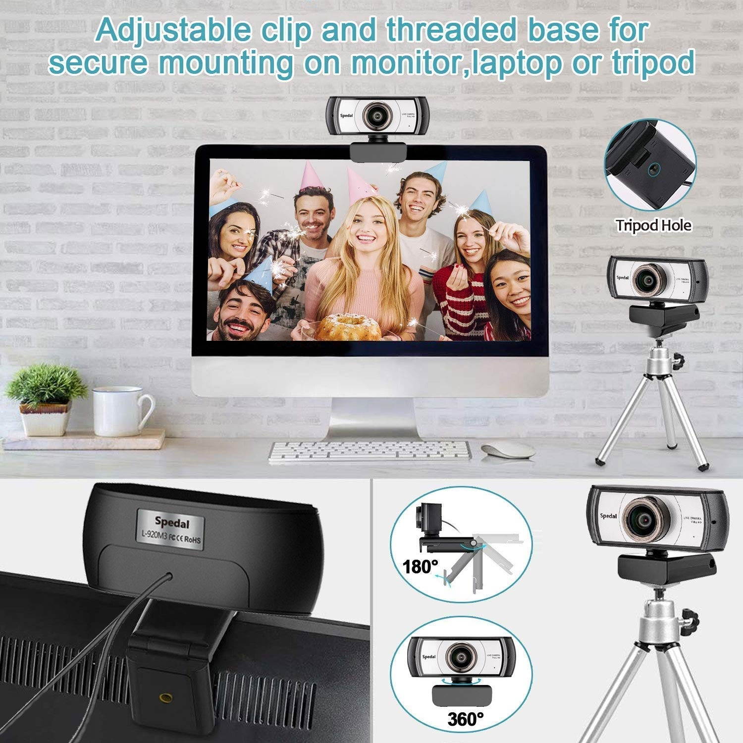 120 Degree Ultra Wide Angle Webcam, Full HD Webcam 1080p for Conference, Live Streaming Camera with Dual Microphones, USB Webcam for Mac OS Windows 10/8/7, PC Laptop Camera for Xbox OBS XSplit