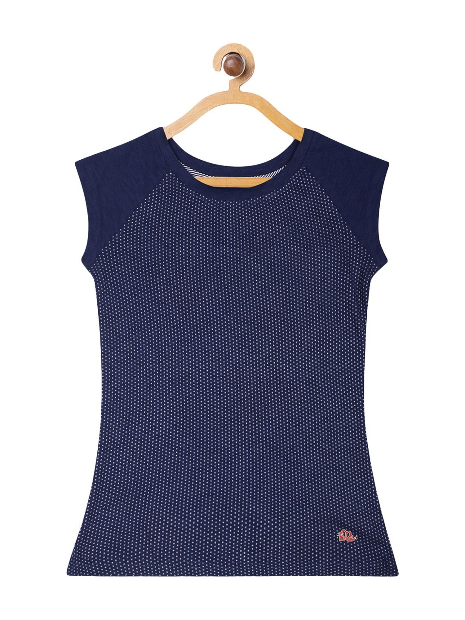 Elle Kids Navy Cotton Printed Top