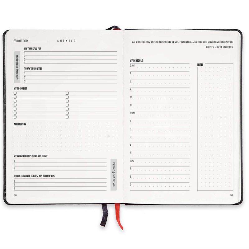 A5 Daily Planner Calendar & Journal: Durable, Smart System Tracker with Inspirational Quotes, Weekly & Monthly Goal Planners, 90 Day Time Management Calendars, Gratitude Journals & Diary Notebook