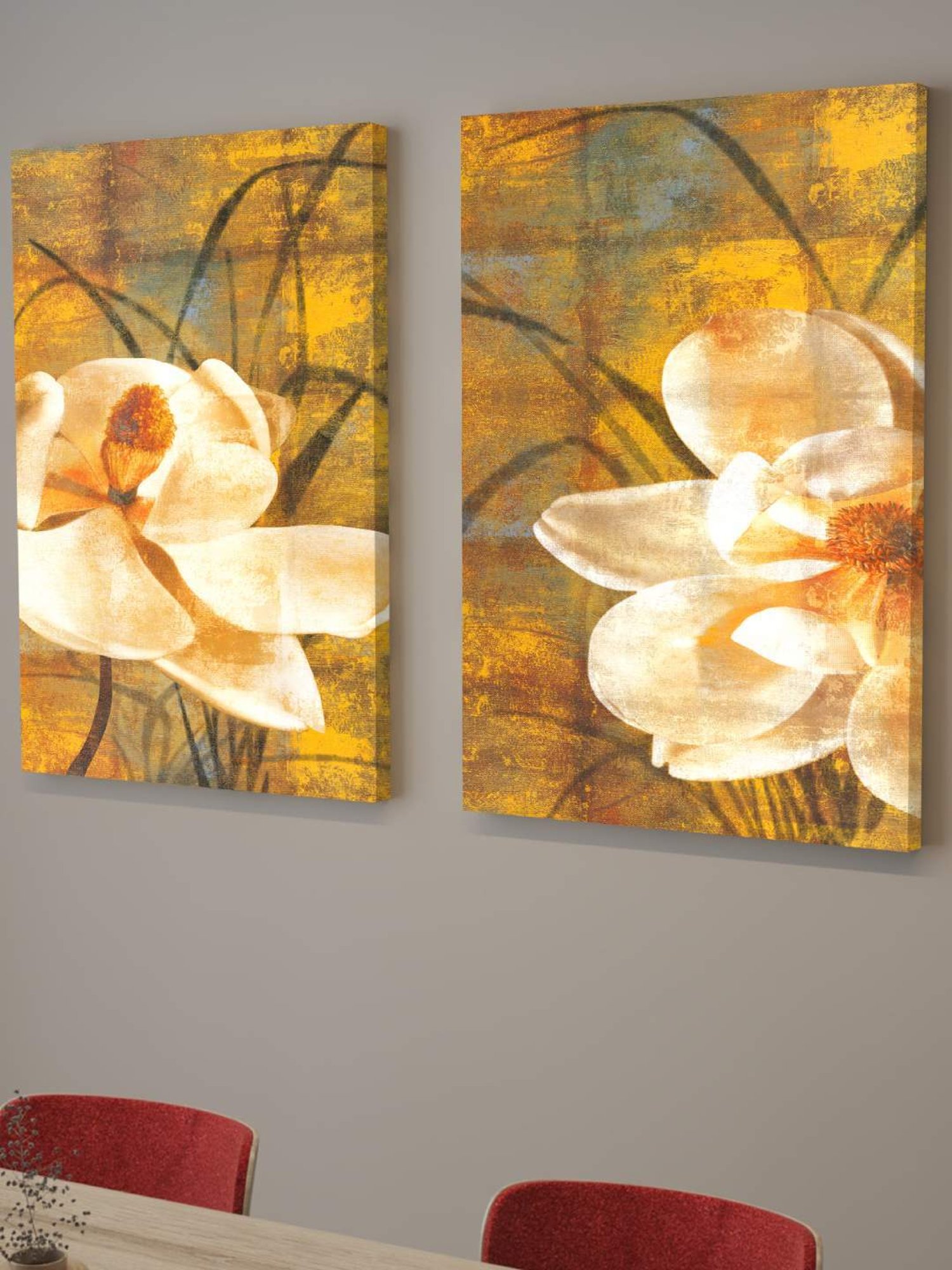 Art Street Printed White Cotton Canvas Wall Art - Set of 2