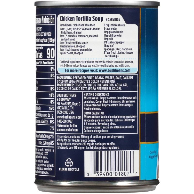 Bush's Reduced Sodium Pinto Beans - 16oz