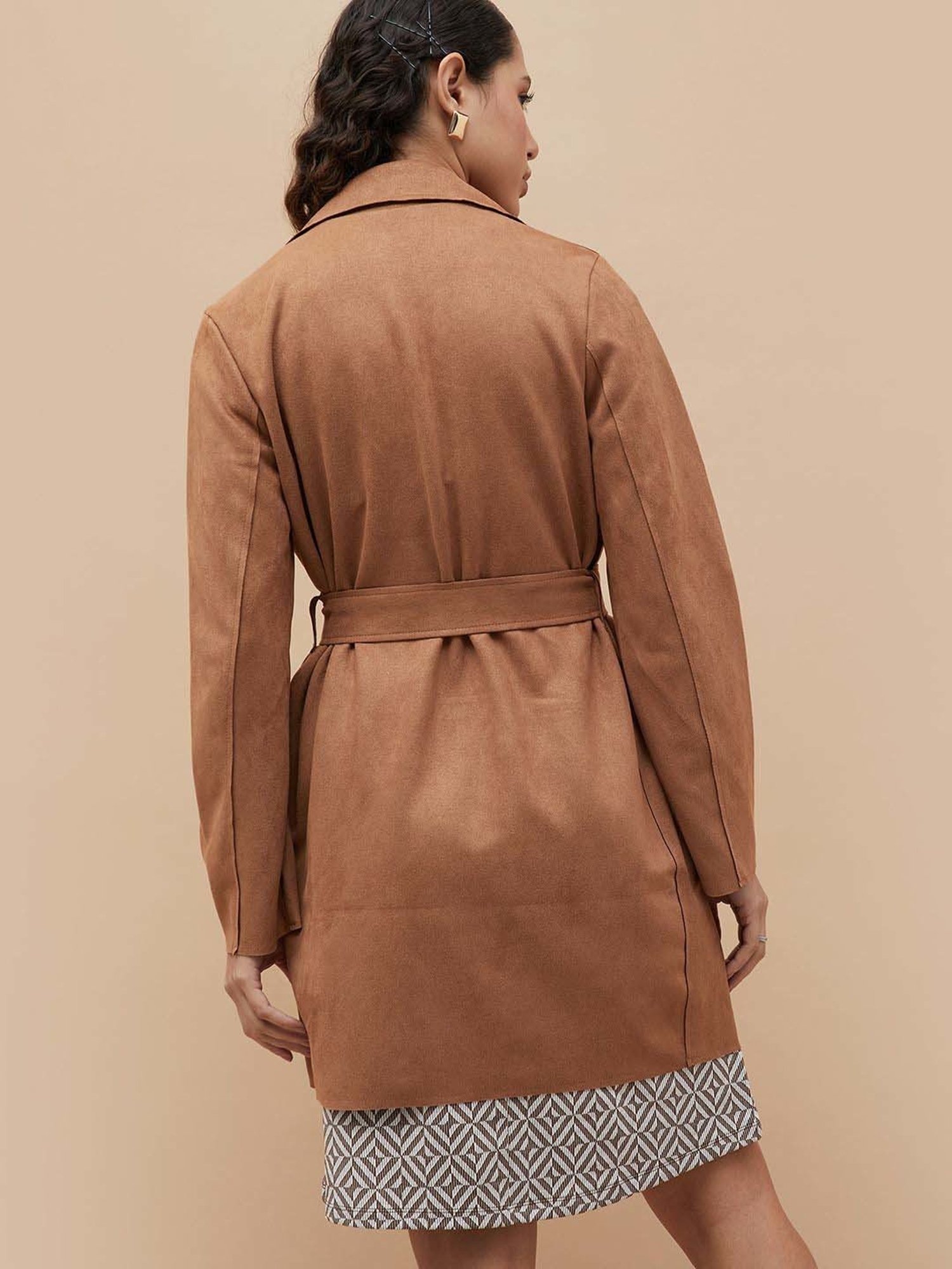 Code by Lifestyle Tan Regular Fit Long Jacket