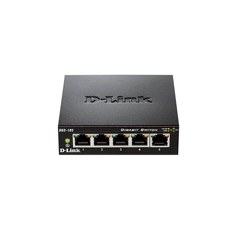 Ethernet Switch 5 Port Gigabit Unmanaged Metal Desktop Plug and Play Compact DGS105