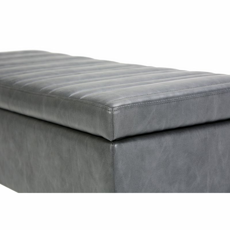 48" Garret Storage Ottoman Slate Gray Faux Leather - WyndenHall