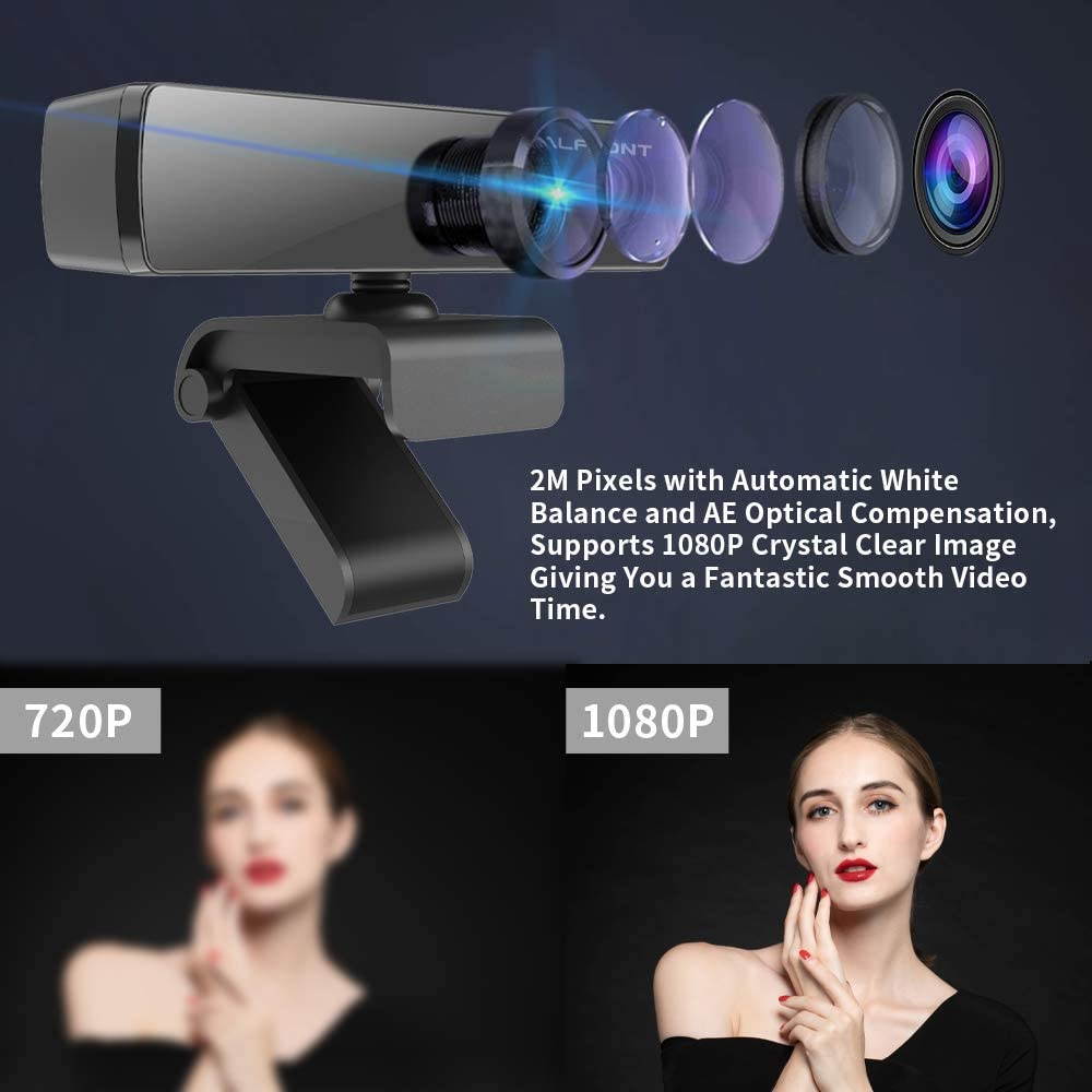 1080P Webcam with Microphone, HD PC Web Camera for Computer Desktop Laptop, 95&deg; Wide Angle USB Streaming Webcam with Plug and Play Multi-Compatible for Video Conference Recording Online Class