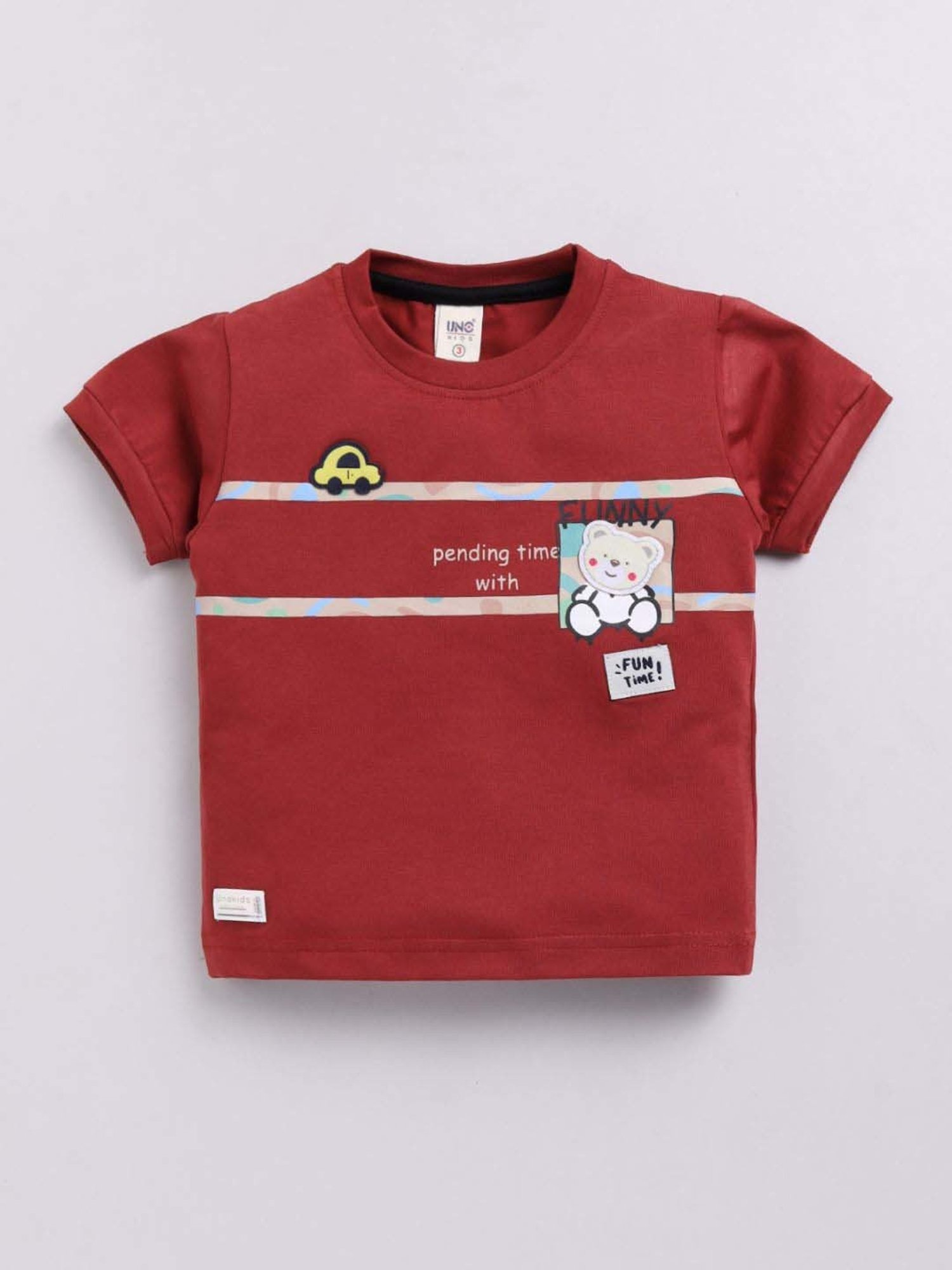 UNO KIDS Boys Brown & Beige Printed Top & Short sets