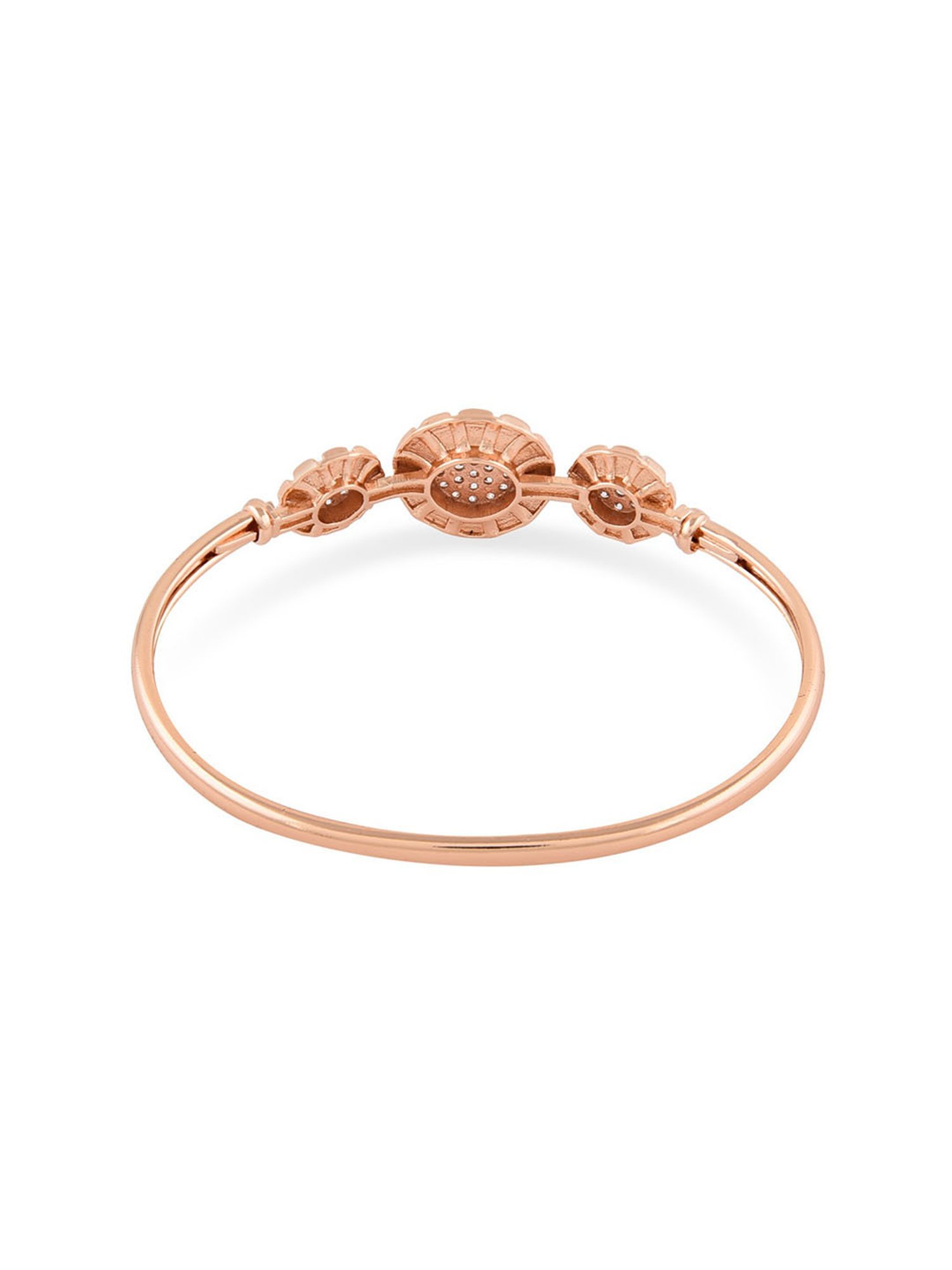 Zaveri Pearls Set of 2 Rose Gold Contemporary Cubic Zirconia Brass Kada Style Bracelet-ZPFK11112