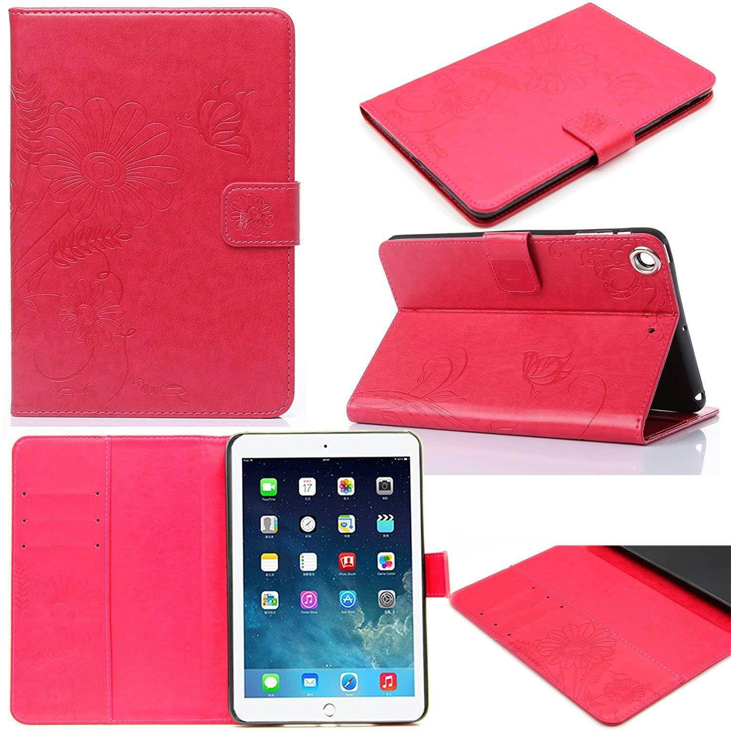 iPad mini 1/2/3 Case,Artyond Card Slot Stand Case Smart Magnetic Cover With [Auto Wake/Sleep Feature] Soft Micro Fiber TPU Leather Protective Case For Apple iPad mini 1 2 3 (Red)