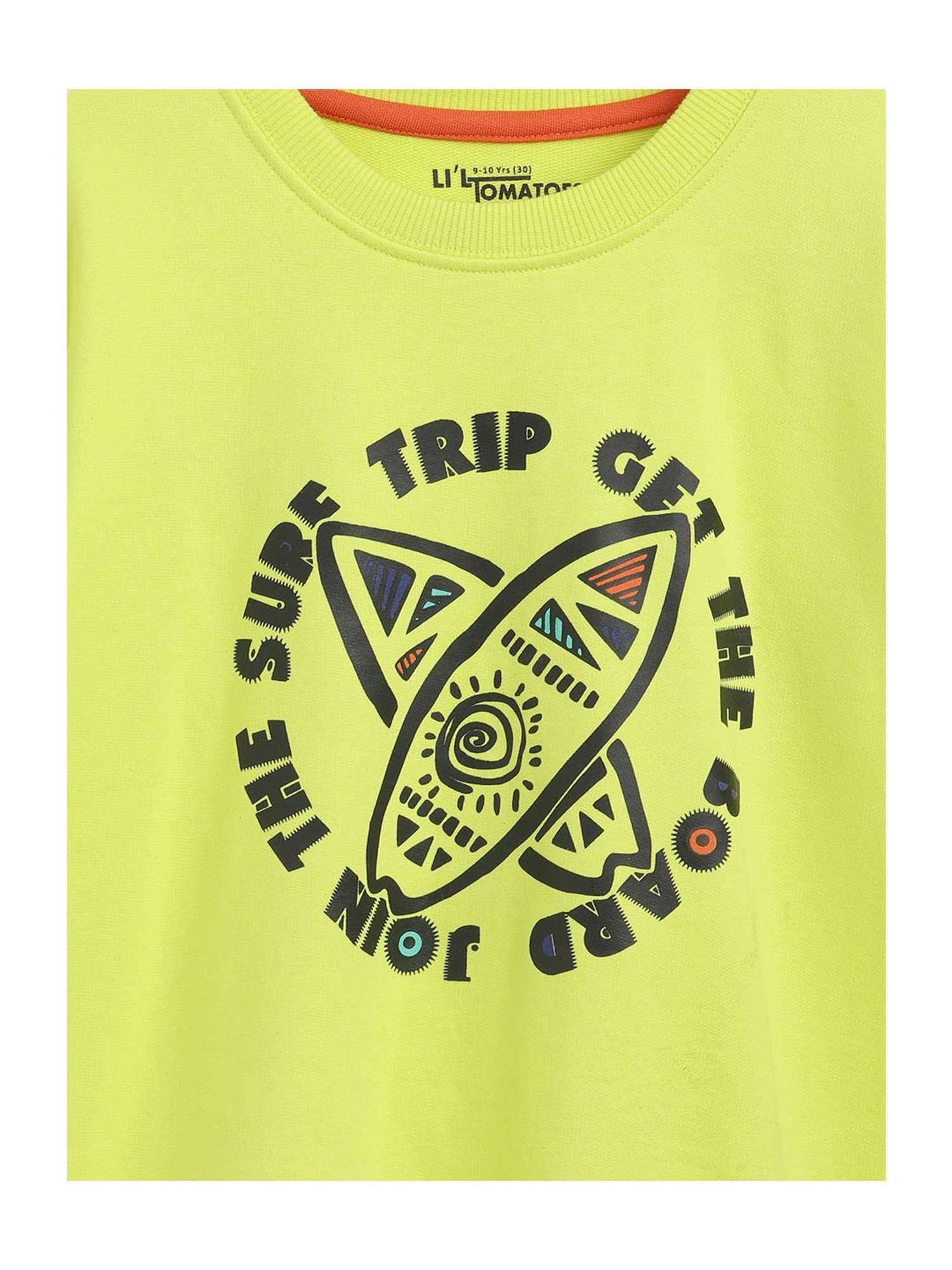 Li'l Tomatoes Kids Neon Green Graphic Print Sweatshirt