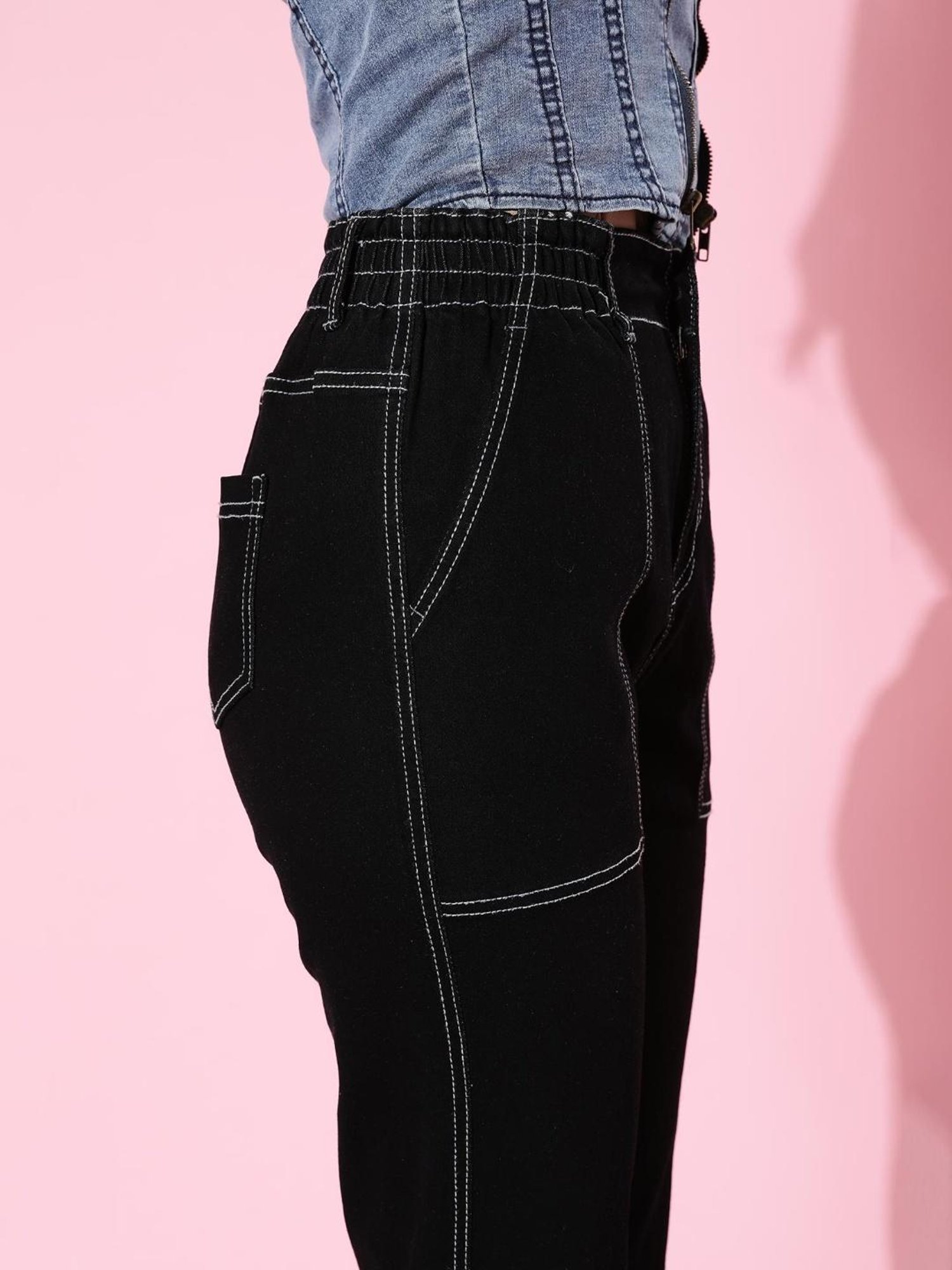 DOLCE CRUDO Black Slim Fit Jeans