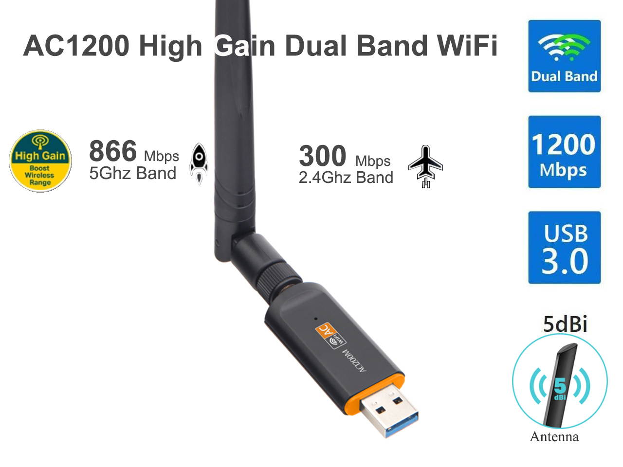 600Mbps USB WiFi Adapter, AC600 Dual Band Wireless USB Adapter 2.4G 5.0G High Gain 2dBi Antenna 802.11ac,Mini Wireless Network Card Supports Windows 10 8 7 Vista XP, Mac OS,Linux