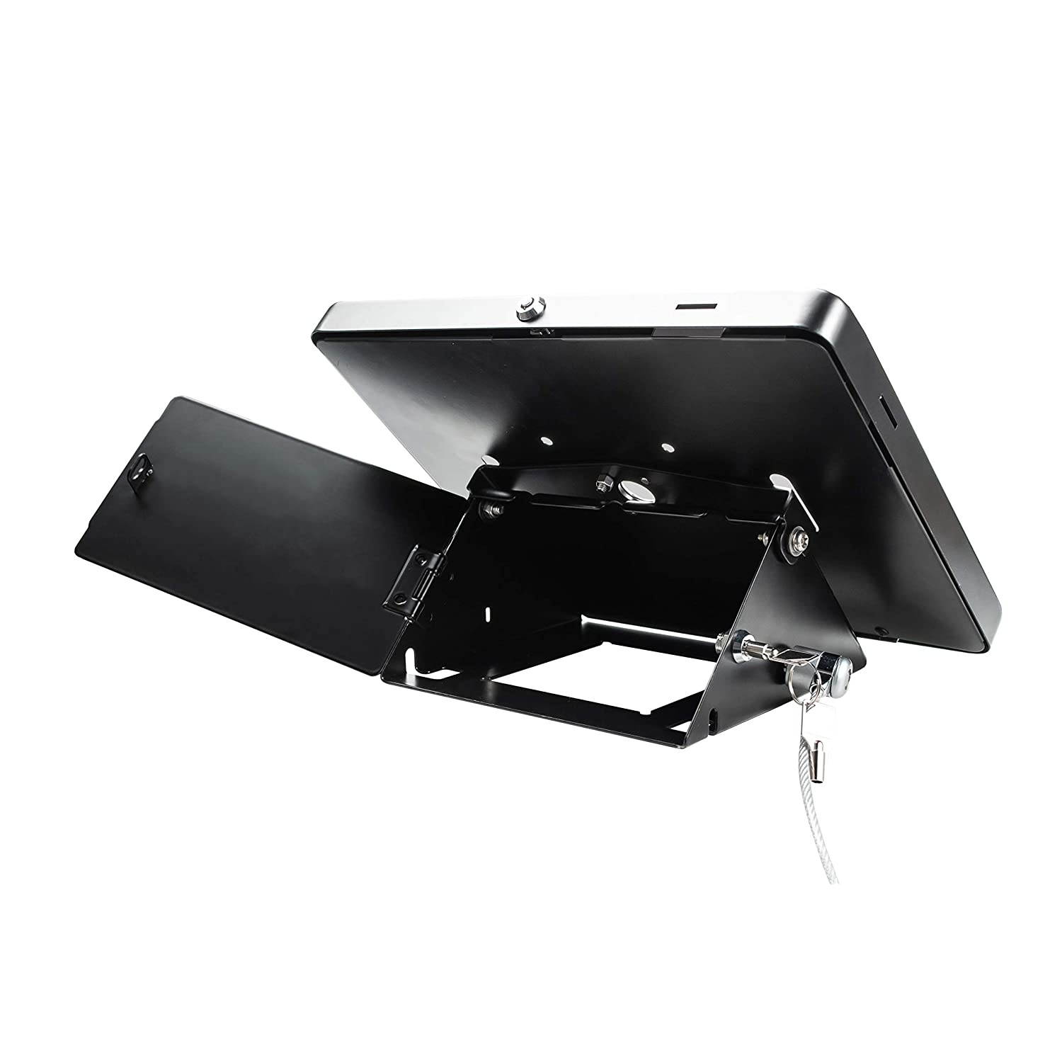 CTA Digital Premium Angle-Flip Security POS Kiosk with Storage Compartment for Tablets, Black