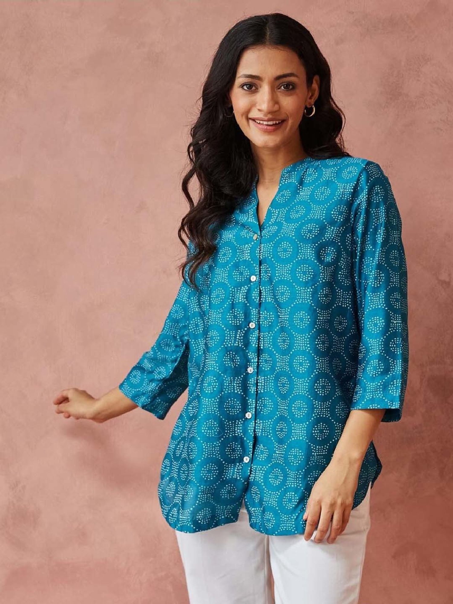 Fabindia Blue Printed Tunic