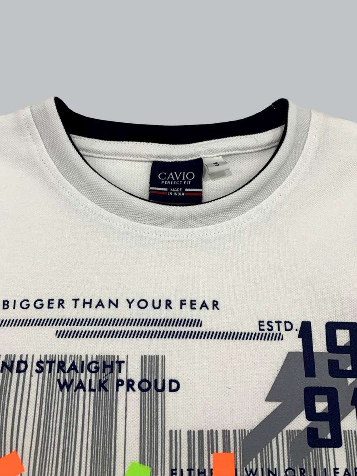 Cavio Kids White Printed T-Shirt
