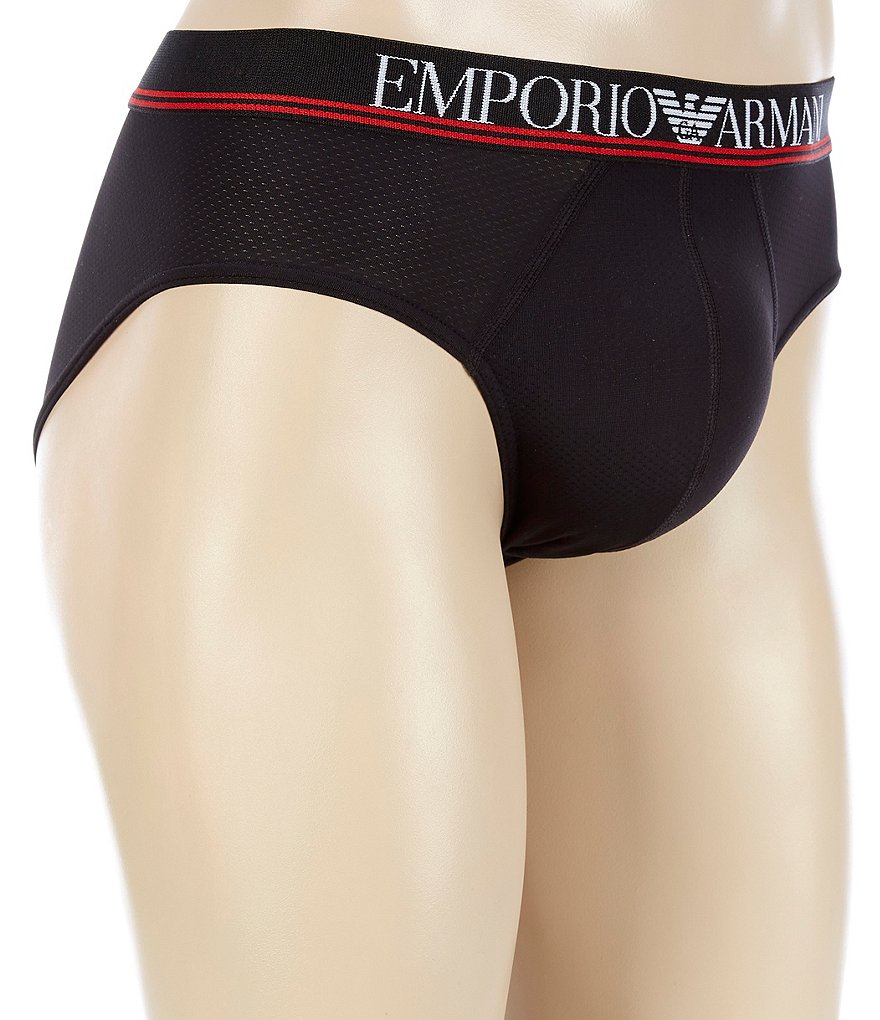 Emporio Armani Mesh Microfiber Solid Briefs