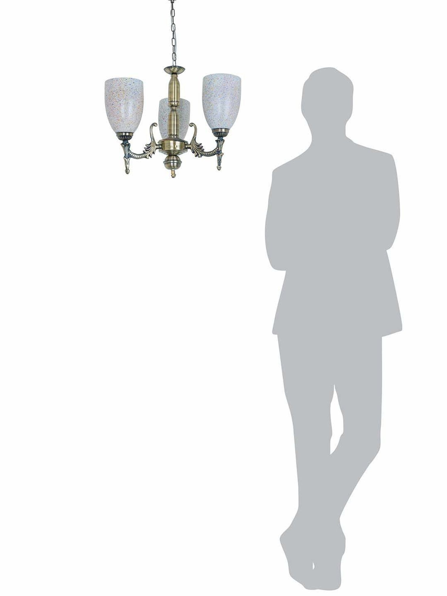 Fos Lighting Gold Mild Steel Antique Wide 3-Light Mini Ceiling Chandelier Hanging Light