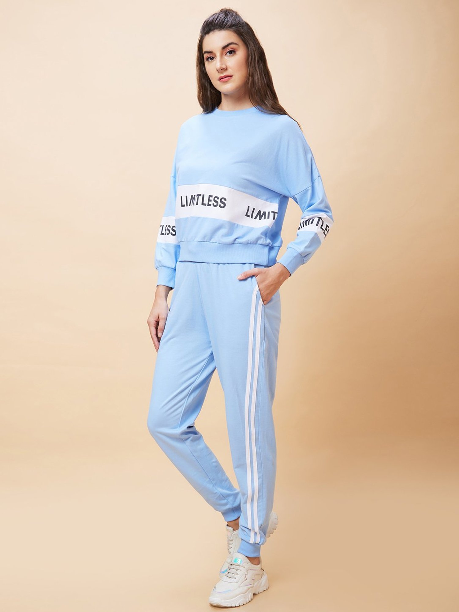 Globus Blue Cotton Graphic Print Sweatshirt With Joggers