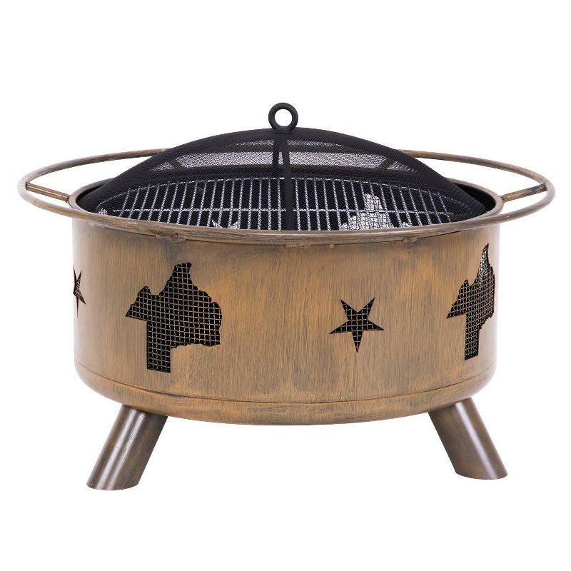 30" Wood Burning Fire Pit with Cover - Brown - Nuu Garden