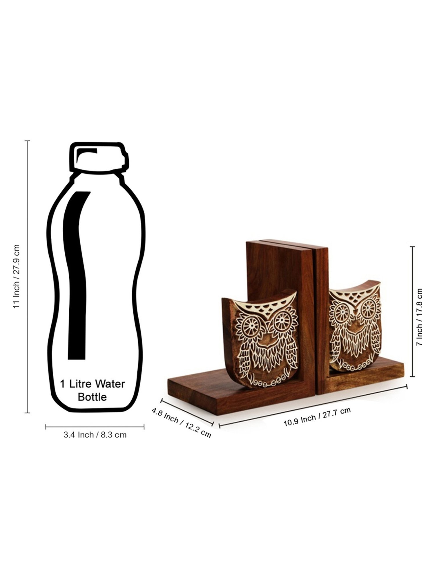 ExclusiveLane Wooden Hand Engraved Owl Book End In Sheesham Wood