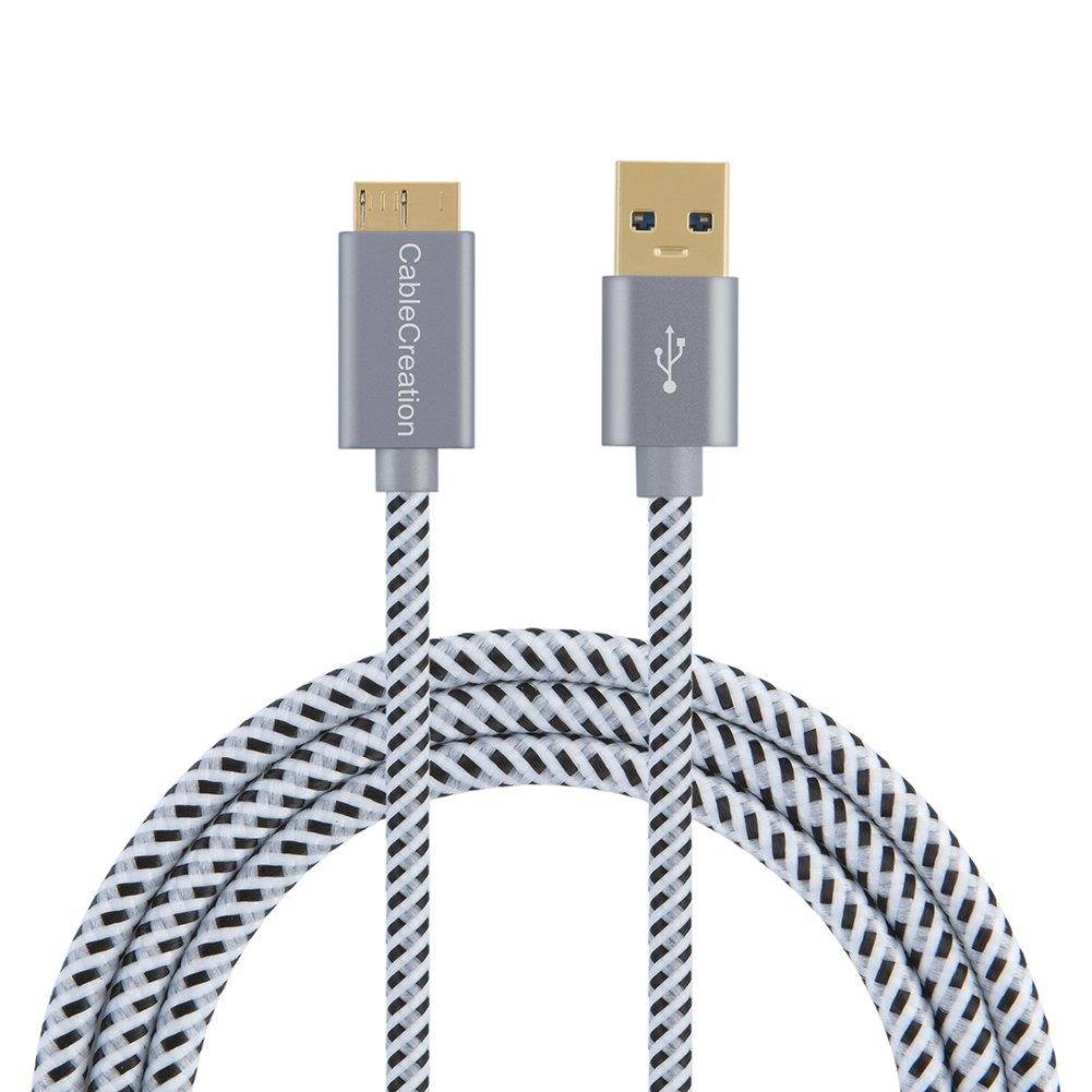 CableCreation USB 3.0 Micro Cable, Short USB 3.0 A to Micro B Cord, Compatible External Hard Drive, HD Camera, Charging Samsung Galaxy S5, Note 3/N9000,1 FT / 30cm, Space Gray Aluminum