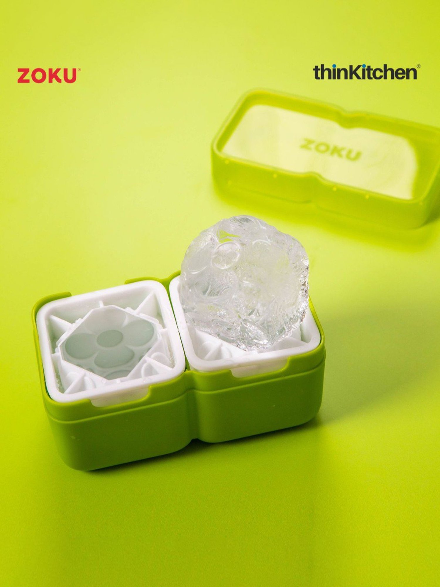 ZOKU Green Silicone Unique Ice Molds with Lid