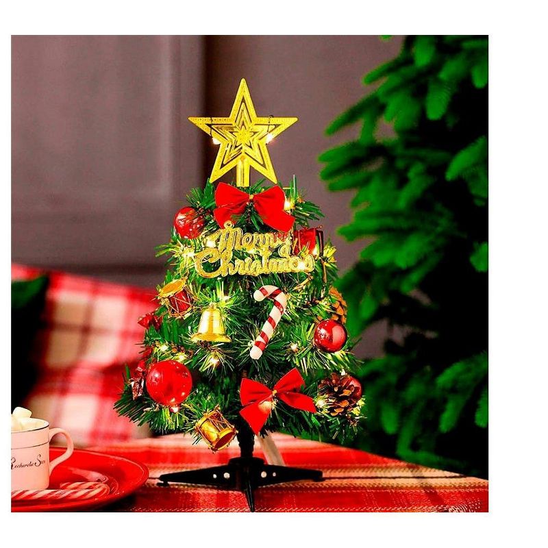 USB Charging Desktop Mini 12in Artificial Christmas Tree with LED Light (Decoration not included) for Home Tabletop Office Shop Christmas Decoration