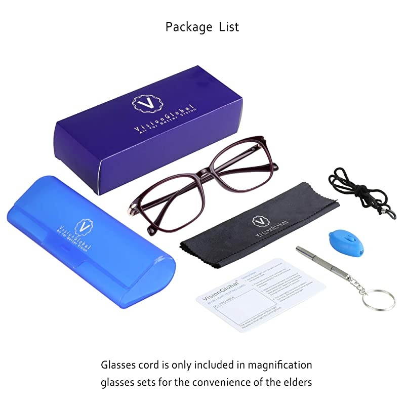 Light Blocking Glasses for Women/Men, Anti Eyestrain, Computer Reading, TV Glasses, Stylish Square Frame, Anti Glare(Red,+5.25 Magnification)