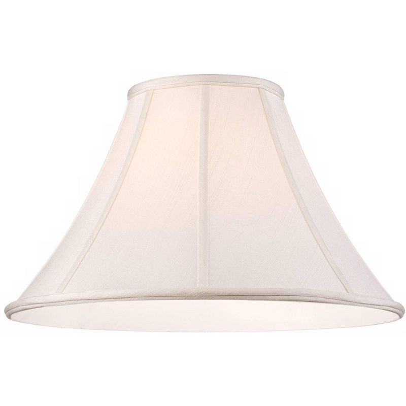 Springcrest Off-White Shantung Large Lamp Shade 7" Top x 18" Bottom x 10.5" High x 12" Slant (Spider) Replacement with Harp and Finial