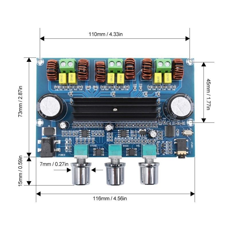 305 TPA3116 Digital Bluetooth Power Amplifier Board Audio Class D Bass Subwoofer Amplifier 2.1 Channel