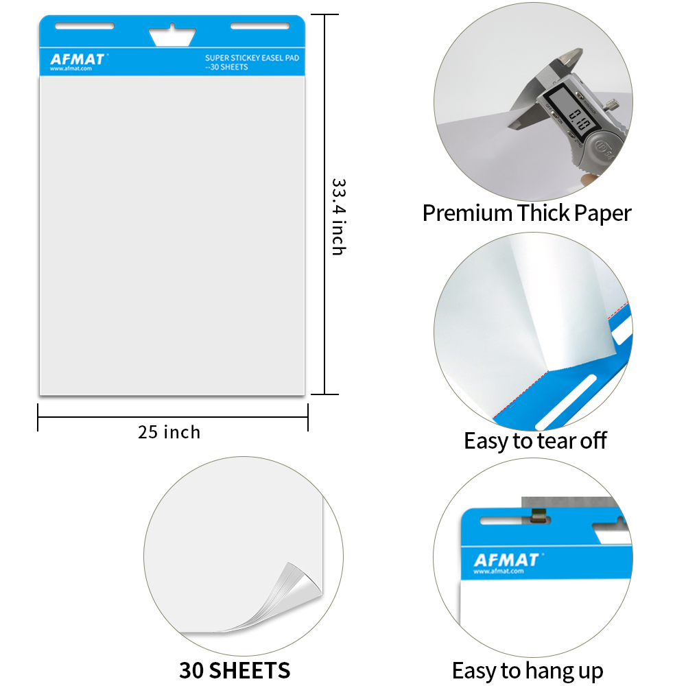Sticky Easel Pads, Flip Chart Paper, Large Easel Paper for Teachers, 25 x 30 Inches, Self Stick Easel Paper for White Board, 30 Sheets/Pad, 4 Pads, Super Sticky with 2 Strips of Adhesive, White