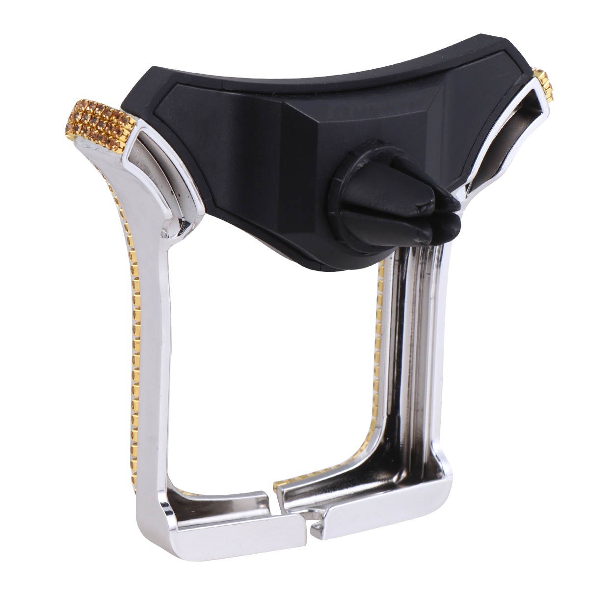 Rhinestone U Shape Car Air Vent Phone Bracket Navigation Telescopic Gravity Holder (Silver)