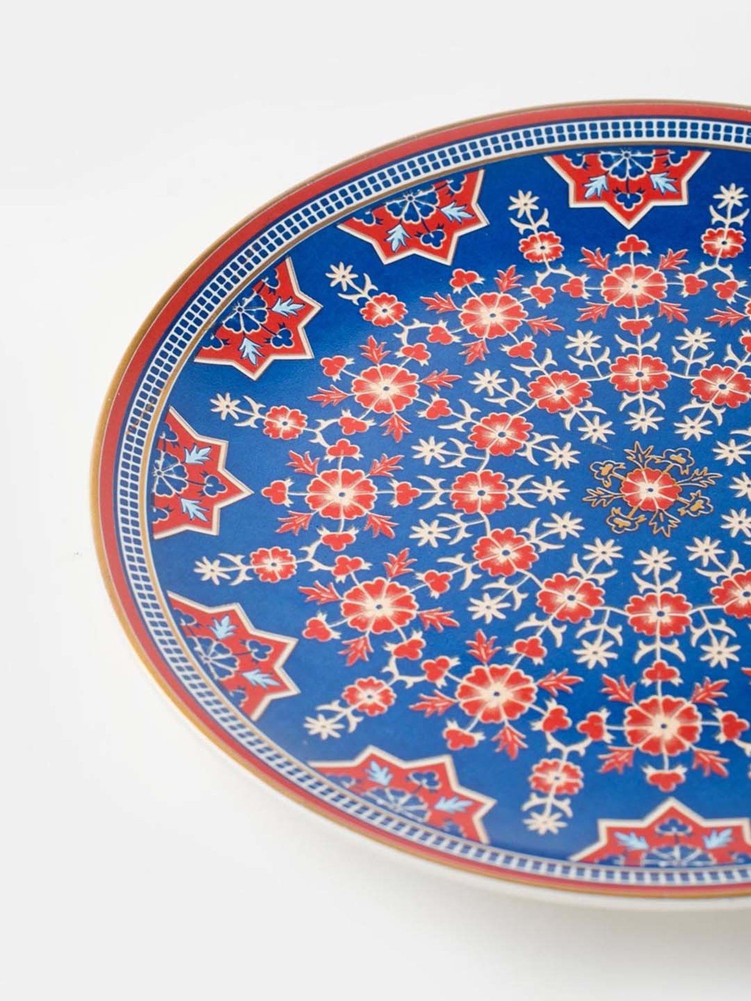 Nestasia Premium Quality Mandala Yellow Spiral Printed Square Shaped Ceramic Plate With Handle