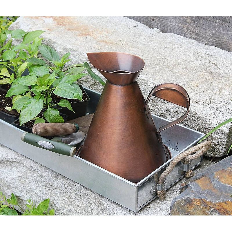 28.25" Galvanized Tray with Rope Handles Steel Finish - ACHLA Designs