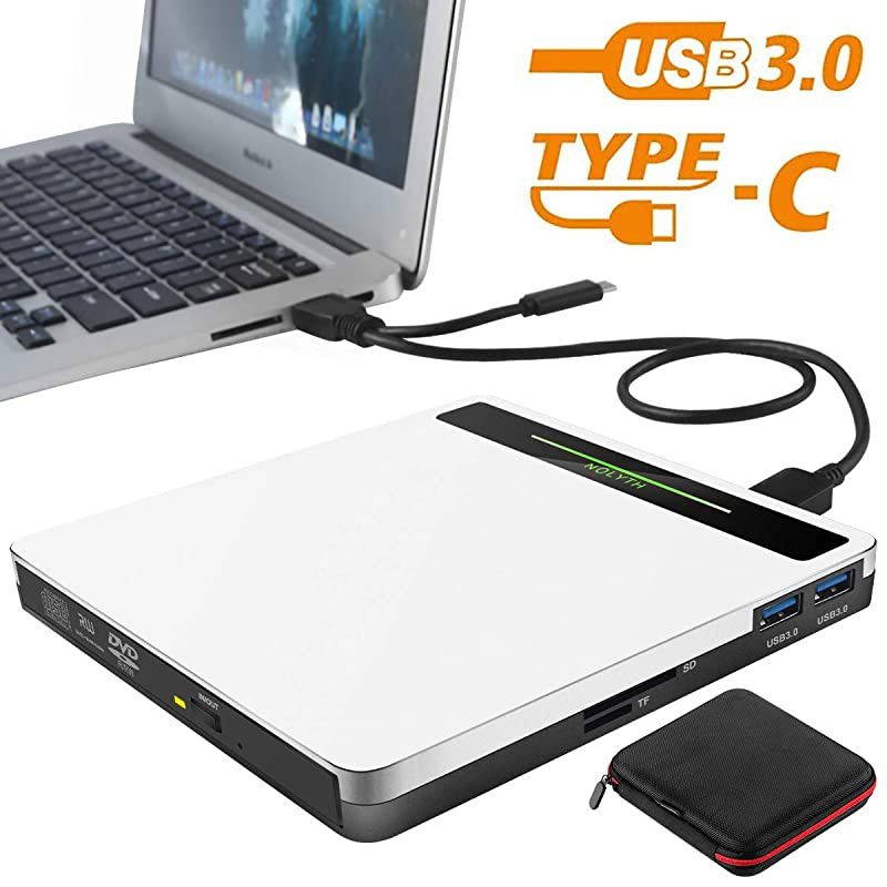 DVD Drive 5 in 1 USB 30TypeC Portable CDDVD+RW Burner Player CD ROM for Mac Laptop MacBook Pro Air Desktop PC Windows