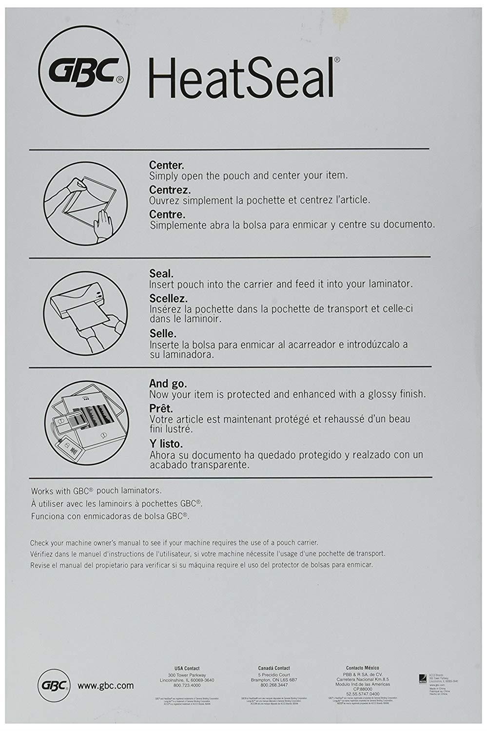GBC HeatSeal UltraClear Thermal Laminating Pouches, Menu Size, 5 mm Thickness, 11.5 x 17.5 -Inches, Clear, 100 Pouches per Pack (3200598)