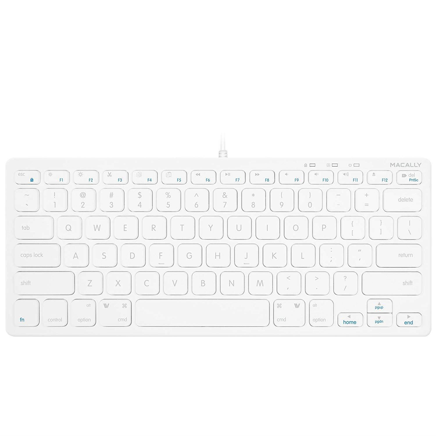 Macally Slim USB Wired Small Compact Mini Computer Keyboard for Apple Mac, iMac, MacBook Pro/Air, Mac Mini, Windows PC Desktops, Laptop (SLIMKEYC)