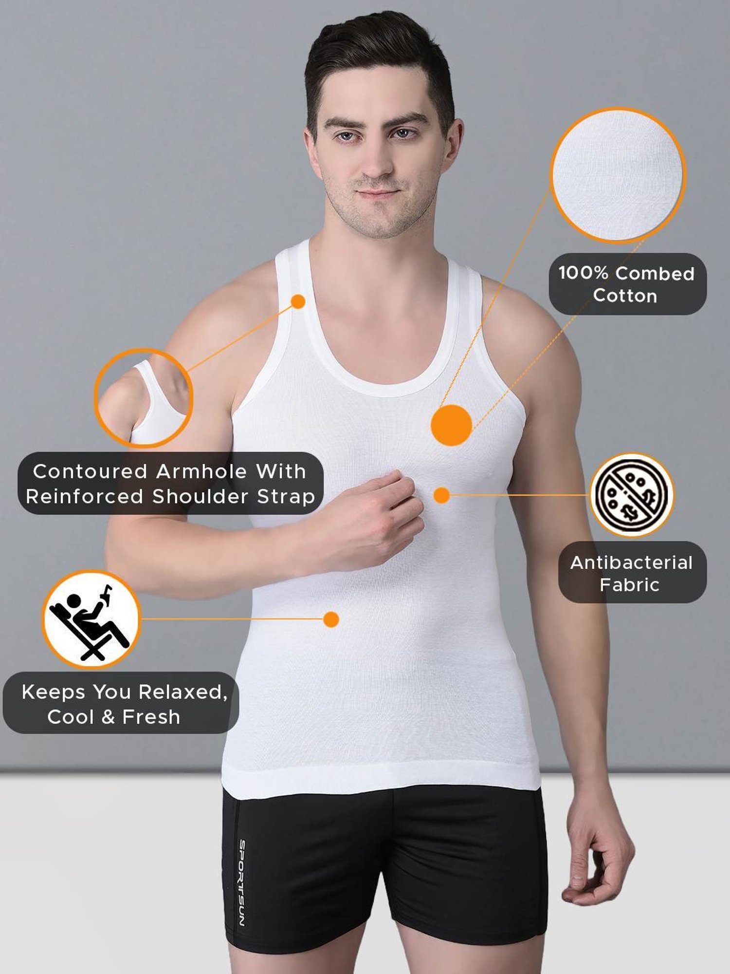 Dollar Bigboss White Cotton Regular Fit Vest - Pack Of 7