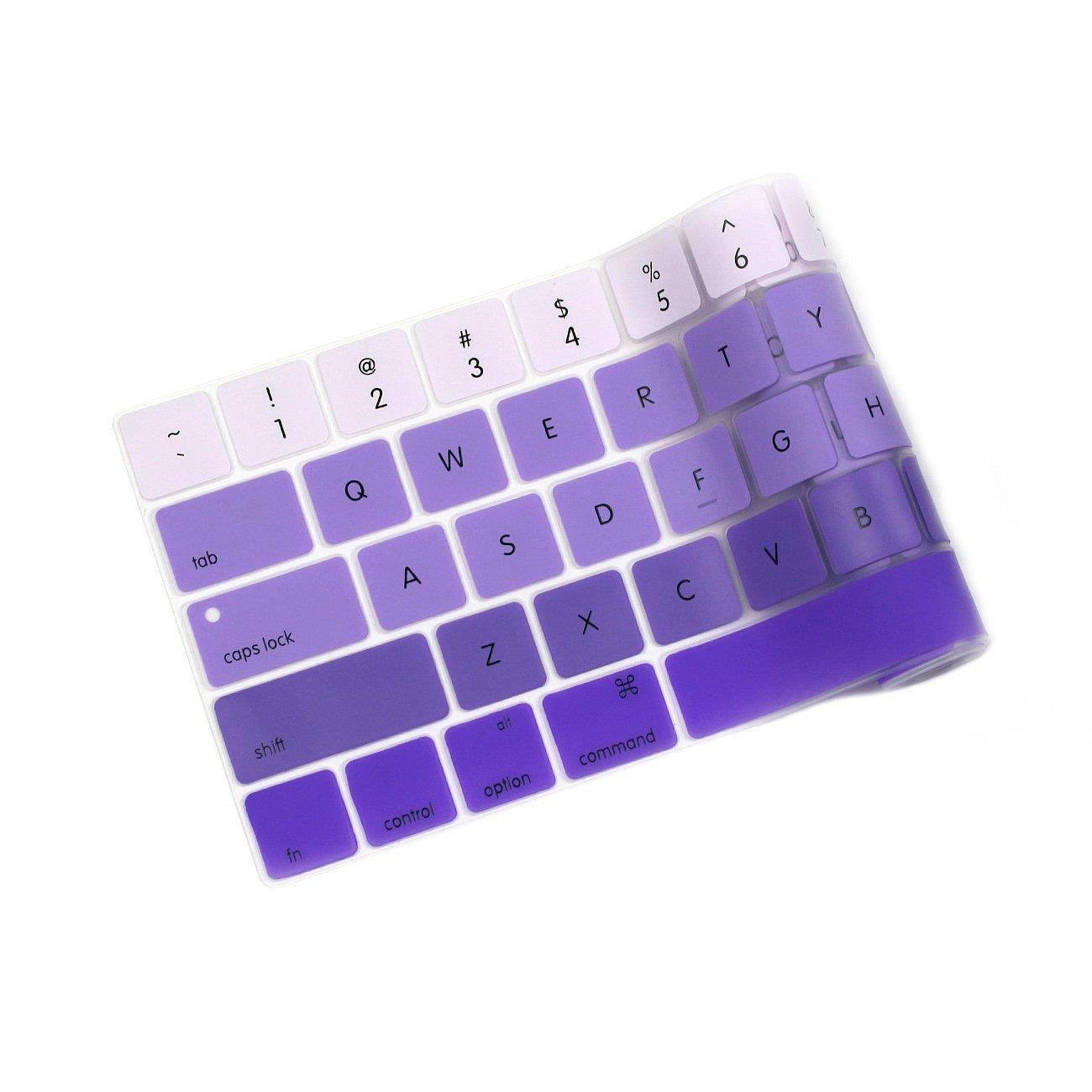 YMIX Keyboard Cover for Touch Bar Models 2017 & 2016 Release MacBook Pro 13 (A1706) & MacBook Pro 15 (A1707) with Touch ID Dust Proof Silicone Keyboard Skin - Fade Purple
