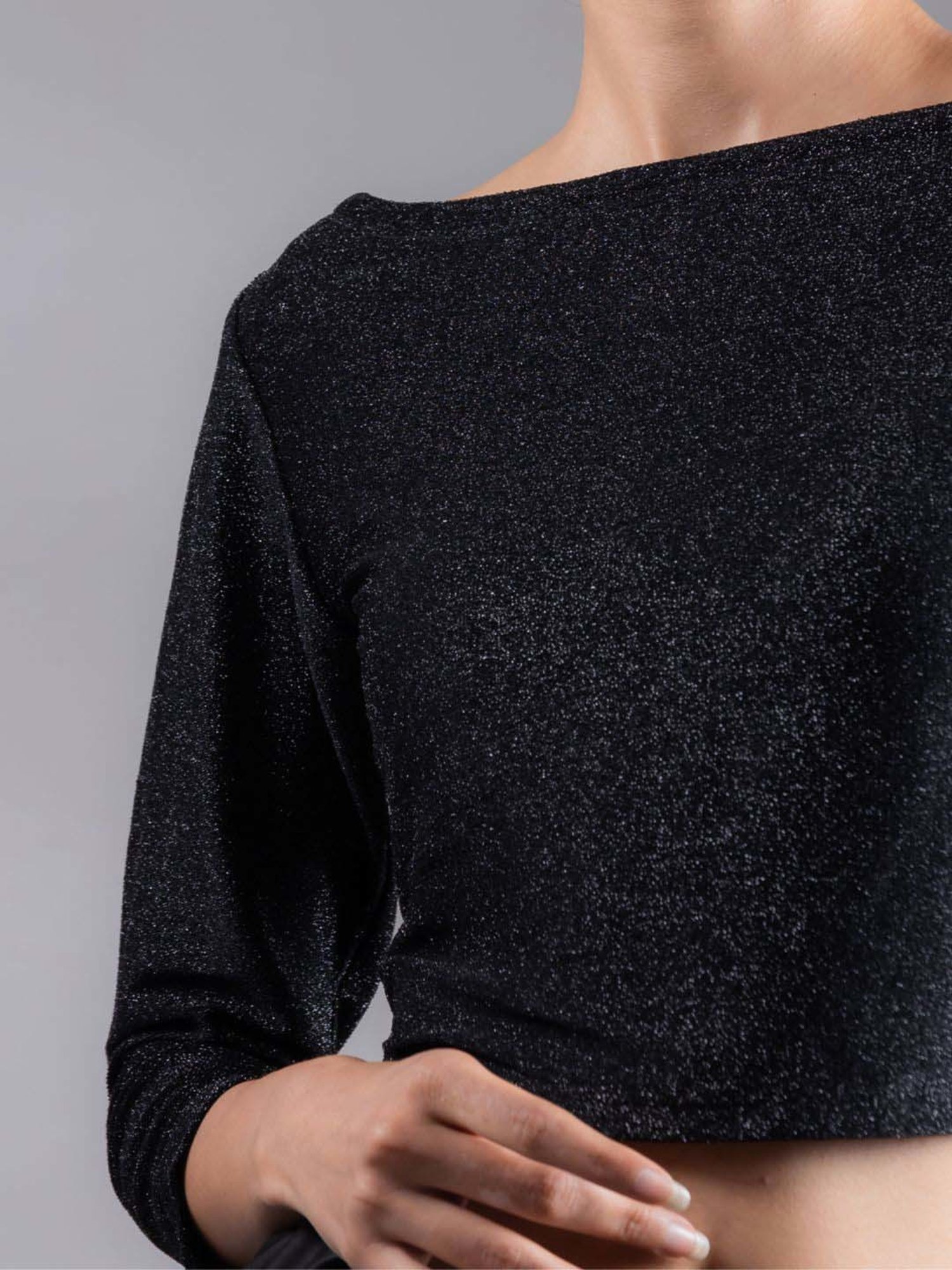 Swtantra Black Textured Readymade Blouse