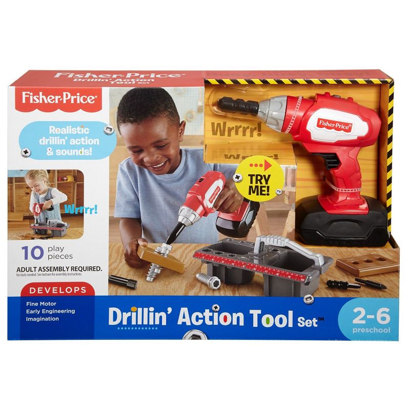 Fisher-Price Drillin' Action Tool Set - Realistic Drillin' Action & Sounds