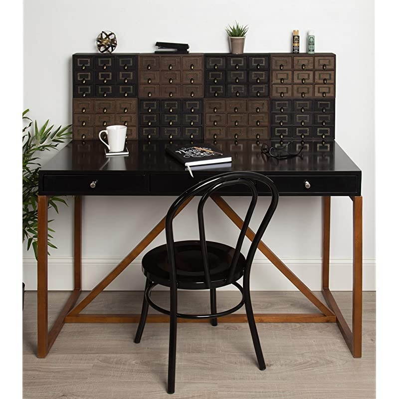 Apothecary Wood Desk Drawer Set 9 Drawers Rustic Black