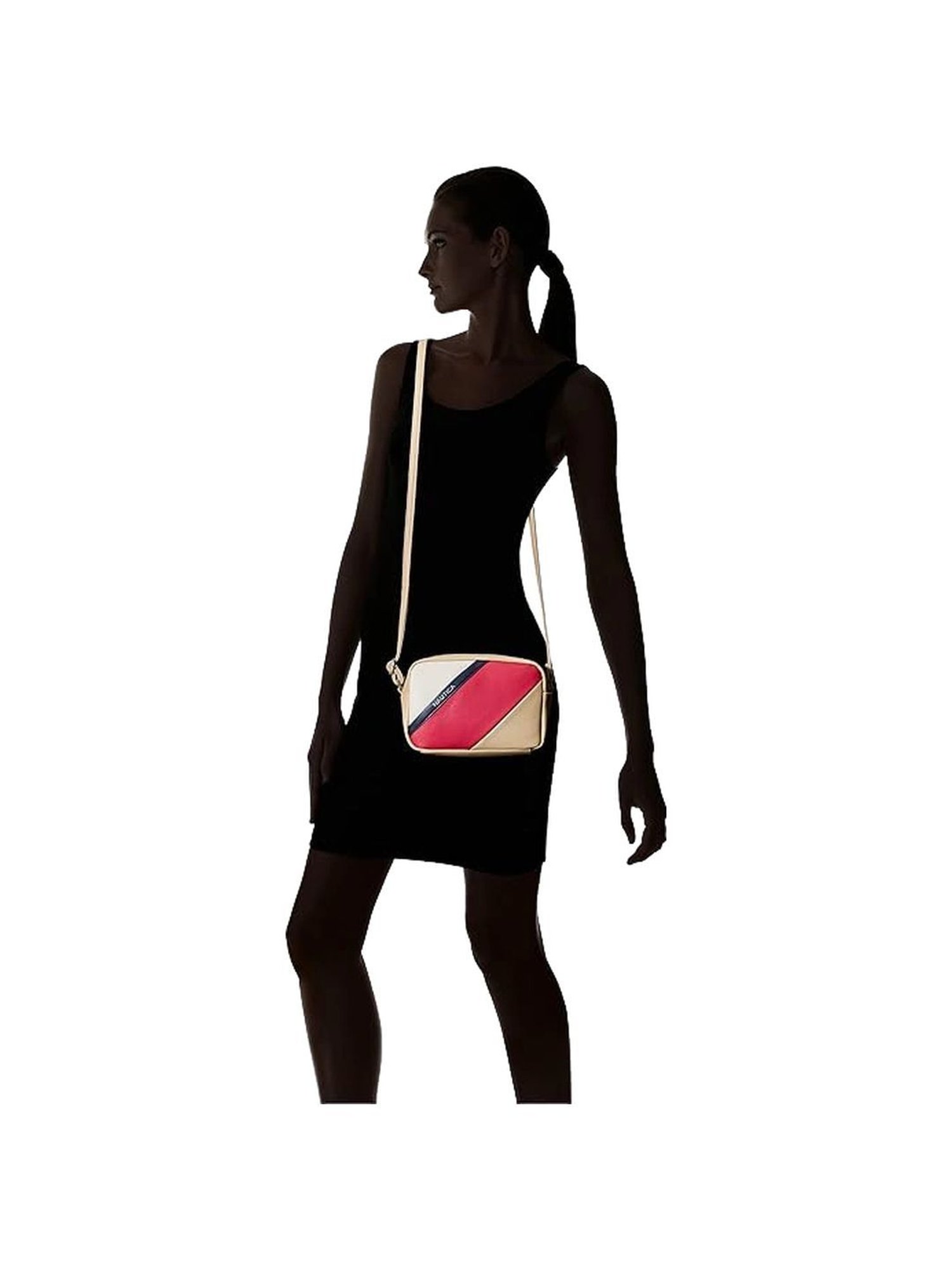 Nautica Beige Color Block Medium Sling Handbag