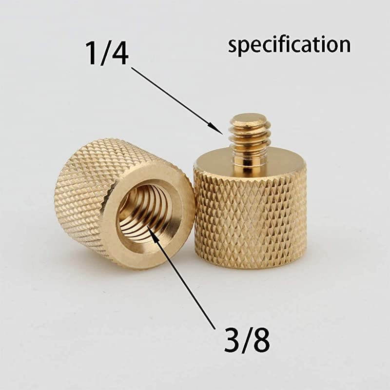 14quot20 External Thread to 38quot 16 Internal Thread Tripod Screw Adapter Tripod Accessory Microphone Stand Camera Screw Adapter 2PiecesBrass