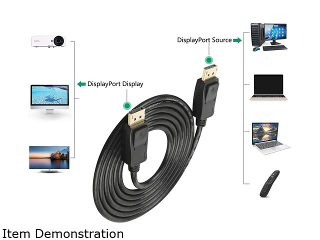 Omni Gear DIS-6 6 ft. DisplayPort 1.2 [4K@60Hz] to DisplayPort Cable, Black, Gold Plated