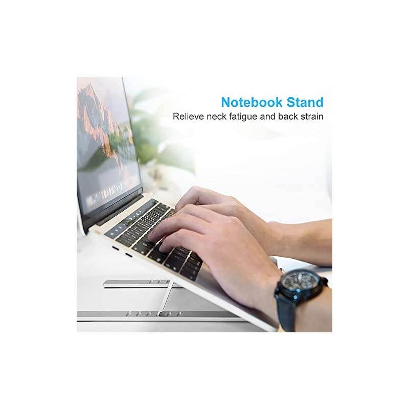 Stand,Holder Riser Portable Adjustable Computer Tablet Stand,Multi-Angle Adjustable Foldable Aluminum Desktop Holder Mount Compatible with MacBook,iPad, HP, Dell, Lenovo 10-15.6&rdquo; Silver