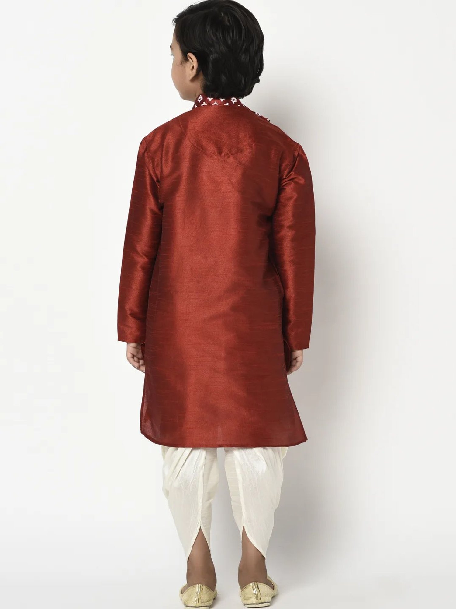 Deyann Kids Maroon & White Printed Full Sleeves Kurta with Patiala