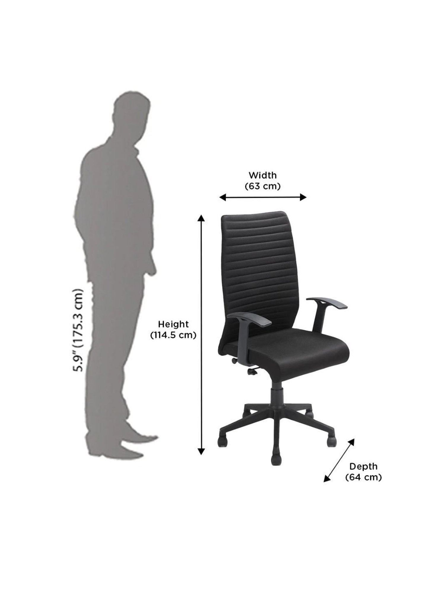 Nilkamal Thames Black PU Foam High Back Chair